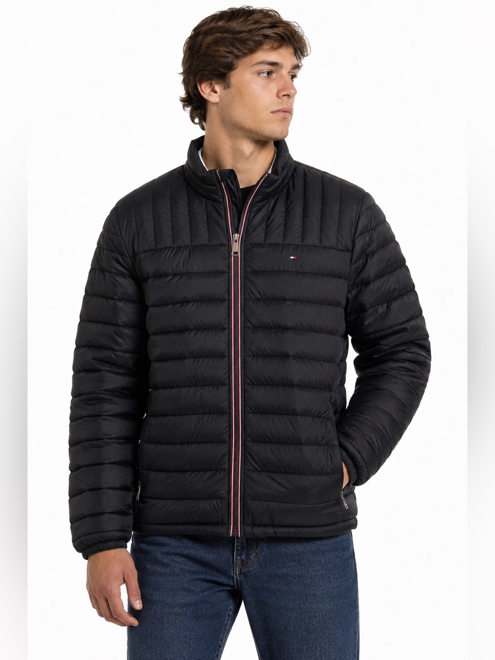 Tommy Hilfiger Packable Puffer Jacket Men’s XL Black Lightweight Quilted NWOT